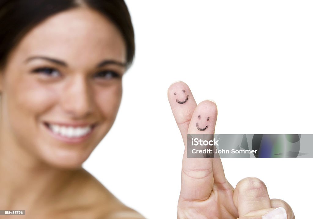 Frau mit Finger kreuzen - Lizenzfrei Finger kreuzen Stock-Foto