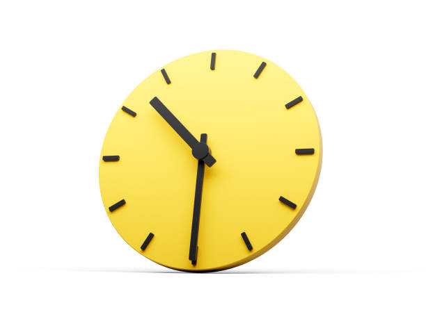 istock 3d Simple Yellow Round Wall Clock 10:30 Ten Thirty Half Past 10 On White Background 3d illustration 1584871973