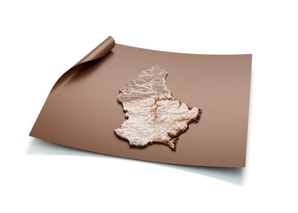 istock Map Of Luxembourg Old Style Brown On Unrolled Map Paper Sheet On White Background 3d Illustration 1584874090