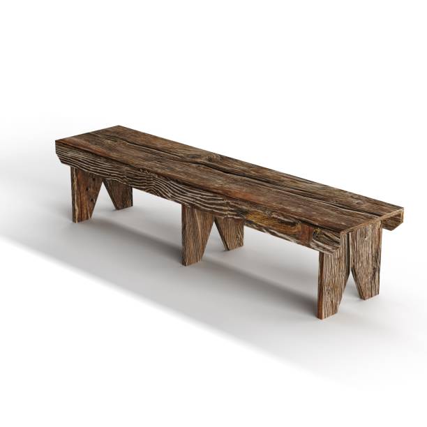 istock a rustic bench made from a piece of wood sits empty 1584944652