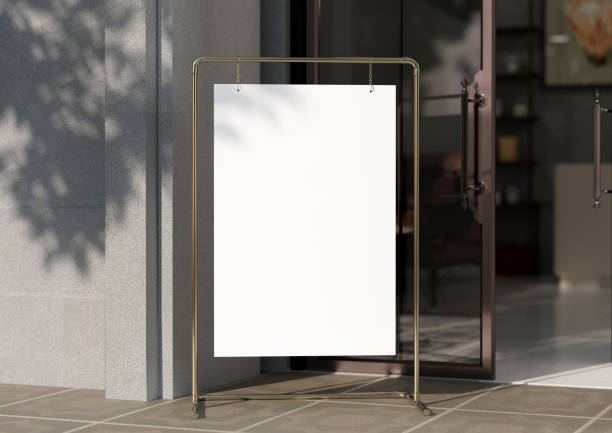 istock white Board, welcome sign, Seating chart Mockup , outdoors. Greeting template with clipping path. 1584948451