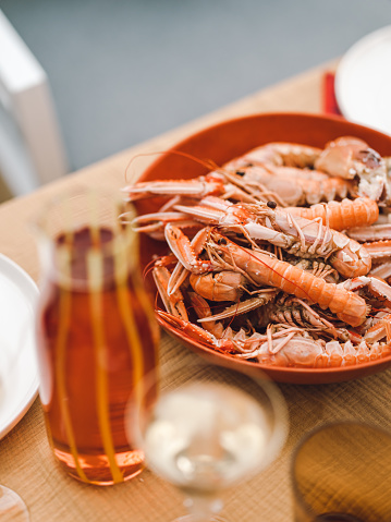 Nephrops norvegicus Norway lobsters and shrimps seafood dinner