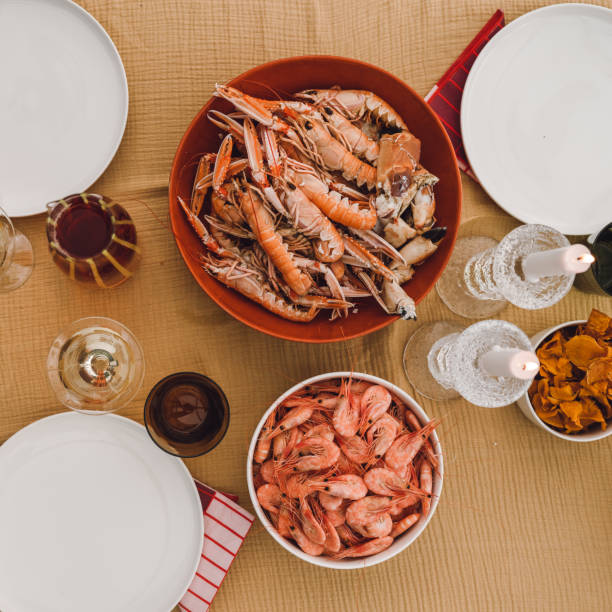 Nephrops norvegicus Norway lobsters and shrimps seafood dinner