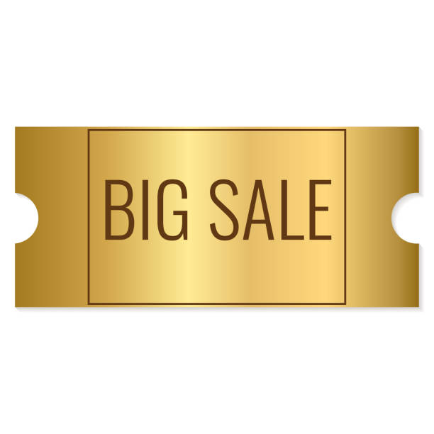 istock blank golden coupon or ticket. Golden sticker 1584959606