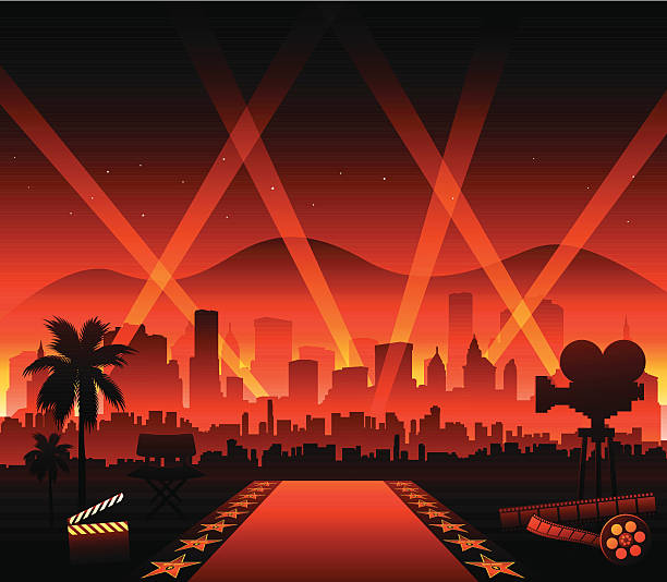 Hollywood cinema movie elements Hollywood cinema movie elements collection EPS 10 scenery video stock illustrations