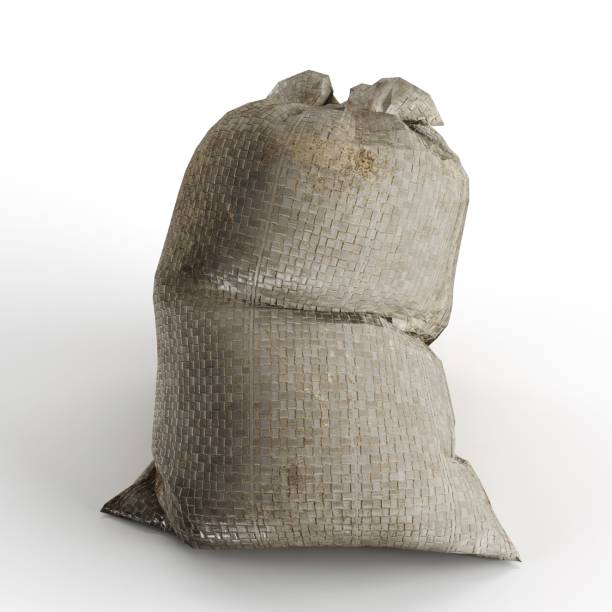 A 3D rendering of a stuffed dirty sack isolated on a white background