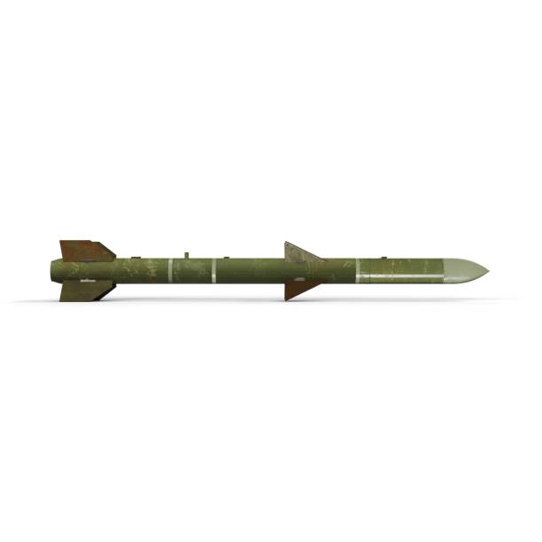 istock 3D rendering of a military missile model isolated on a white background 1584974737