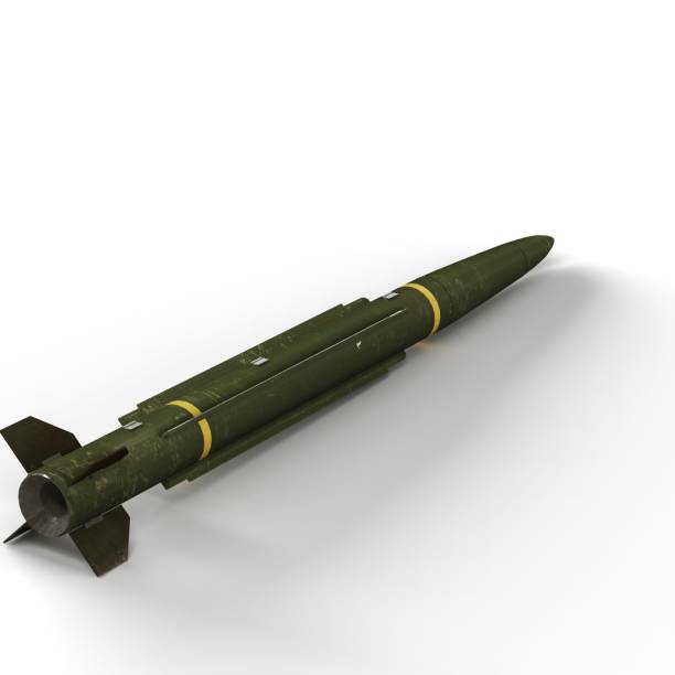 istock 3D rendering of a military missile model isolated on a white background 1584974740