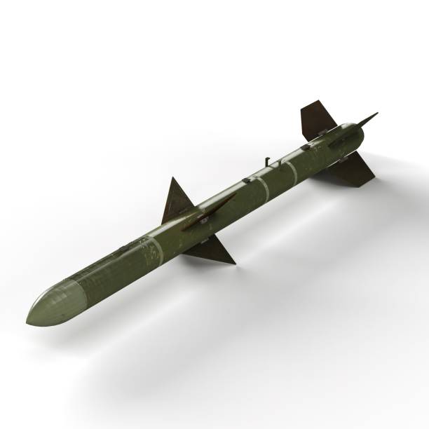 istock 3D rendering of a military missile model isolated on a white background 1584974741