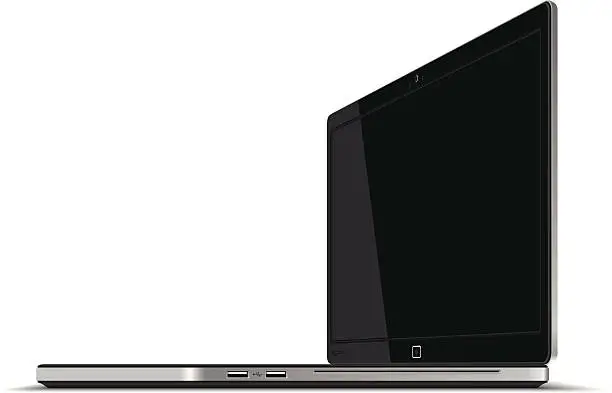 Vector illustration of Laptop Right Side Horizontal View