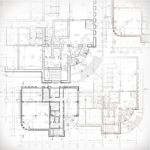 아키텍처 배경기술 - architecture blueprint construction plan stock illustrations