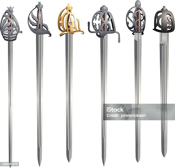 Cesto Hilt Swords - Arte vetorial de stock e mais imagens de Espada - Espada, Cavaleiro - Papel Humano, Esgrima