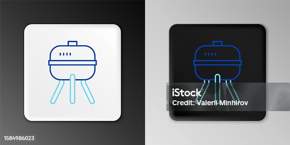 istock Line Barbecue grill icon isolated on grey background. BBQ grill party. Colorful outline concept. Vector 1584986023
