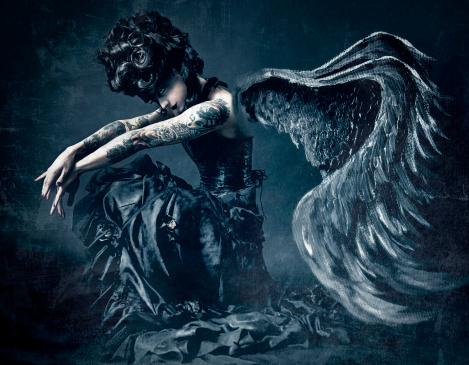 Dark Angel. Stylized photograph with painted wings added in post. I am the artist.