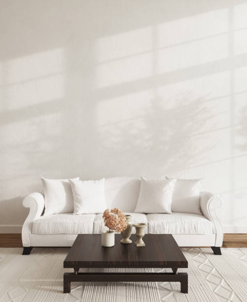 istock Hampton style living room. Home interior design 3d render illustration in pastel colors. 1584992161