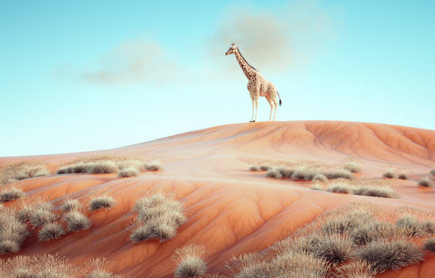 istock The giraffe in a surreal landscape. 1584992817
