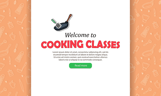 Template Of Website Page With Culinary Courses Stock Illustration