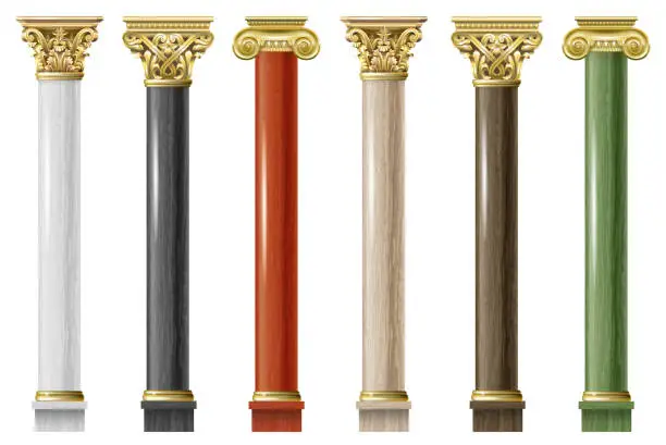 Vector illustration of Set of classic marble columns