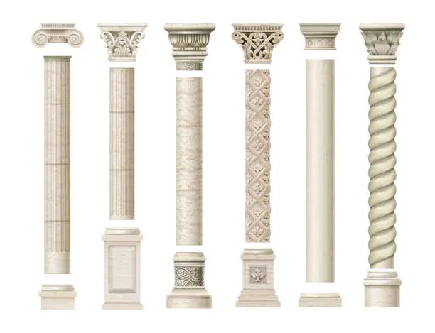 Vector illustration of Set of old classical columns