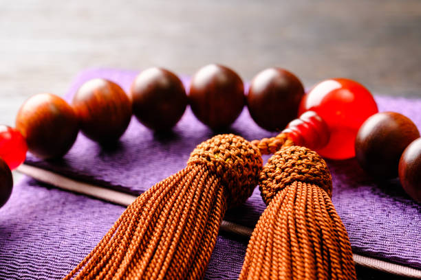 Buddhist rosary. Wooden buddhist rosary with tassel.