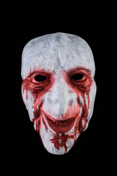 istock Creepy bloody head isolated on black background with clipping path 1585015564