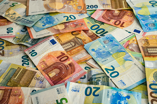 EU-Währung, Euro-Symbol, Geldschein, Währung, Euro-Geldmünze