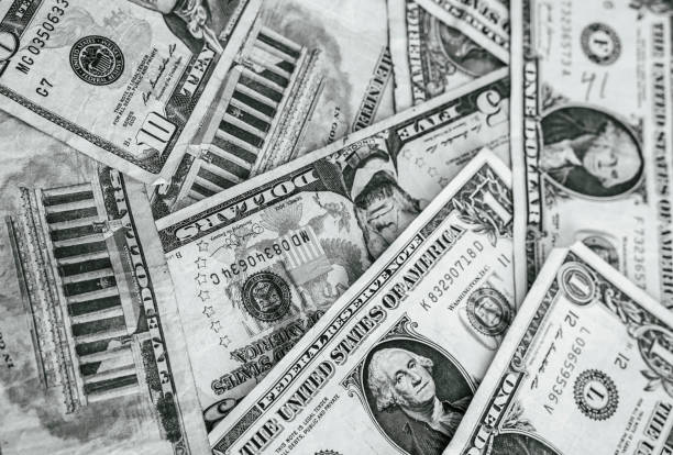 istock Money pile with different dollar bills 1585026413