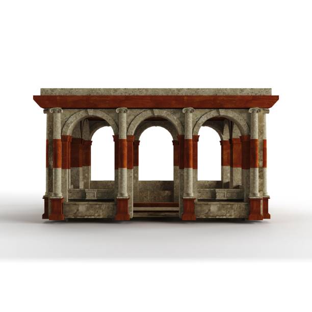 istock 3D illustration of an ancient structure with ornate columns with a white background 1585029223
