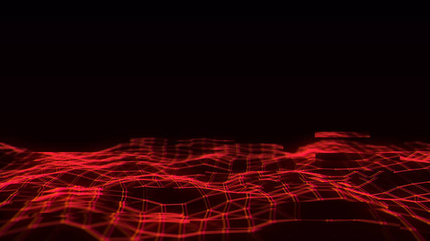 istock Futuristic digital wave. Dark cyberspace. Abstract wave with dots and line. White moving particles on background. 3d rendering. 1585035191