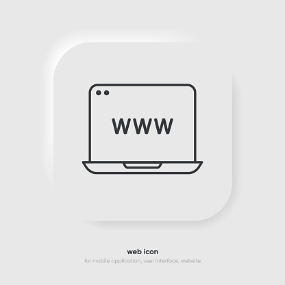 Web search symbol. Internet icon. Go to web icon. Http address sign. Globe network www website icon with isolated white background for UI UX mobile app