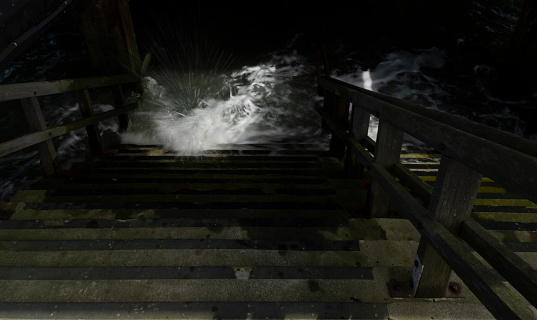 The sea crashing at the bottom of Southend Pier