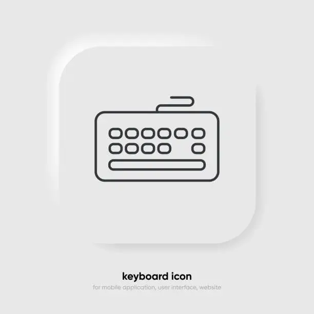 Vector illustration of Computer pc keyboard line icon, outline vector sign, linear style pictogram isolated on white. Keypad symbol, logo illustration.