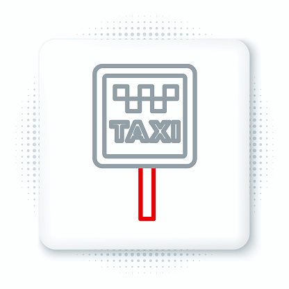 Line Road sign for a taxi stand icon isolated on white background. Colorful outline concept. Vector.