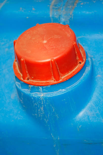 istock Top of a blue plastic gasoline can 1585122253
