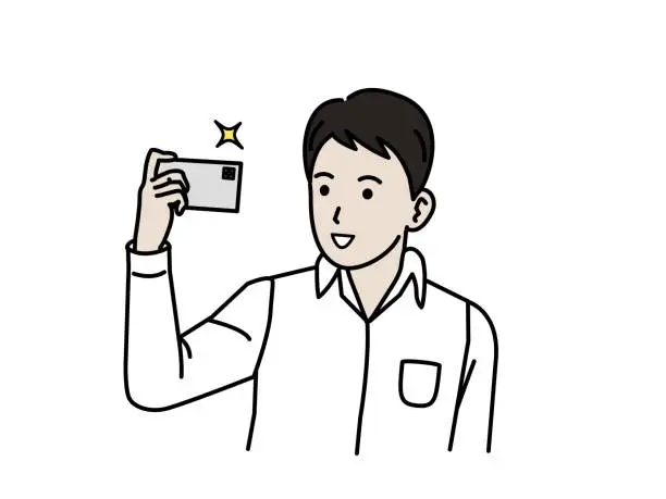 Vector illustration of Young man taking a photo with his smartphone