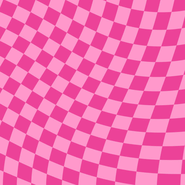ilustraciones, imágenes clip art, dibujos animados e iconos de stock de retro groovy ondulado psicodélico tablero de ajedrez fondo, patrón rosa intenso, vector ilustración - over 90