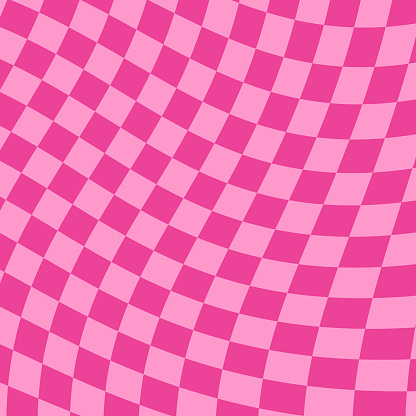 retro groovy wavy psychedelic checkerboard background, hot pink pattern, simple vector Illustration