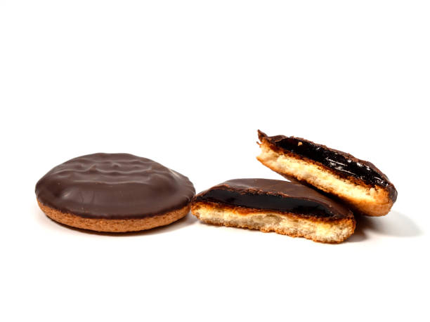 istock Cookies with dark chocolate and orange marmalade. 1585232188