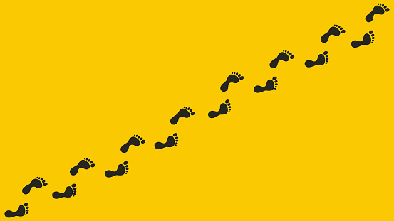 Step Tracking Background Background Image With Illustration Black Footprint Human Step Crossed ...