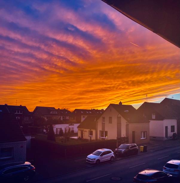 istock Incredible orange suburban sky 1585274226