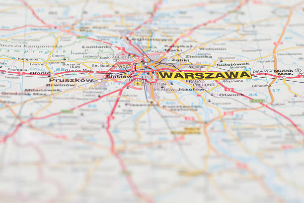 Map of Warsaw City. stock photo