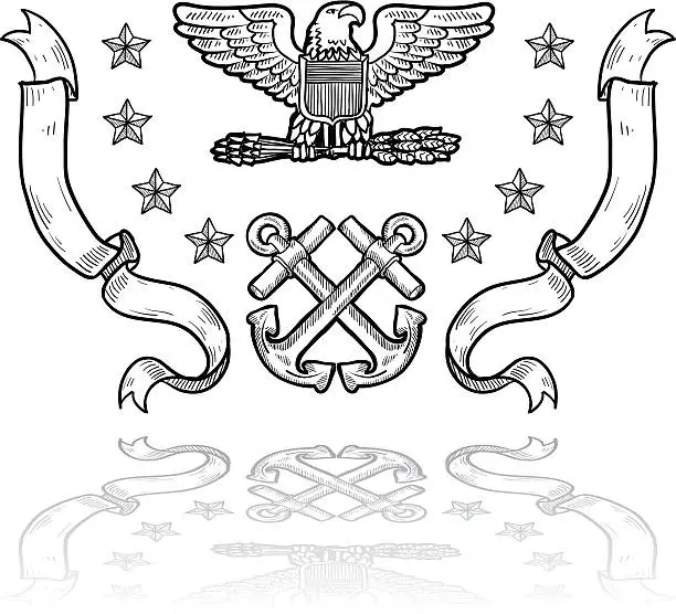 Vector illustration of US Navy military insignia sketch