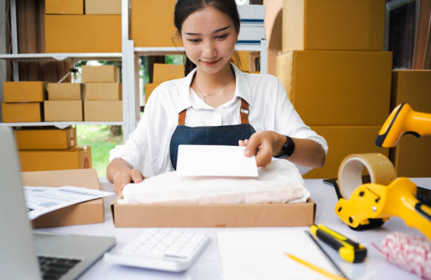 istock Online business, selling products online, parcel delivery, e-commerce. 1585313654