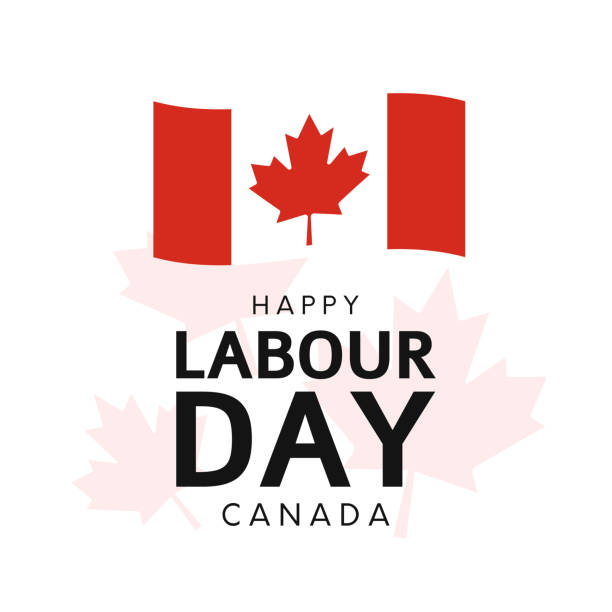 Happy Labour Day Canada card. Vector Happy Labour Day Canada card. Vector illustration. EPS10 canadian flag maple leaf computer icon canada stock illustrations