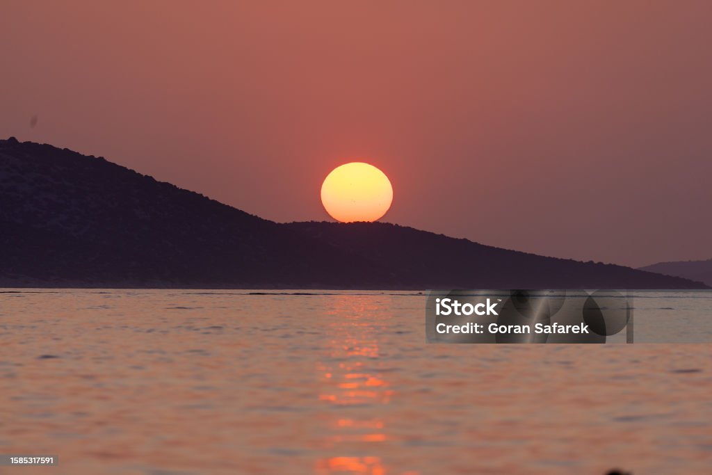 Sunset on the Adriatic Sea near Zlarin Island, Croatia Adriatic Sea Stock Photo
