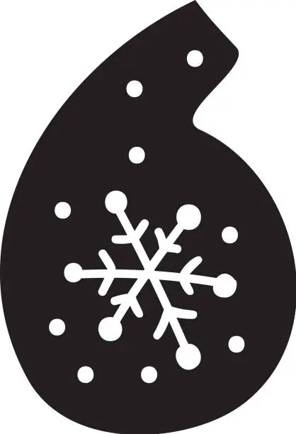 Vector illustration of Display Christmas winter vector font number six 6 alphabet. Capital scandinavian letter typeface abc element for social media, web design, poster, banner, greeting card