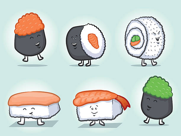 Sushi Fumetto di mascotte personaggi - illustrazione arte vettoriale