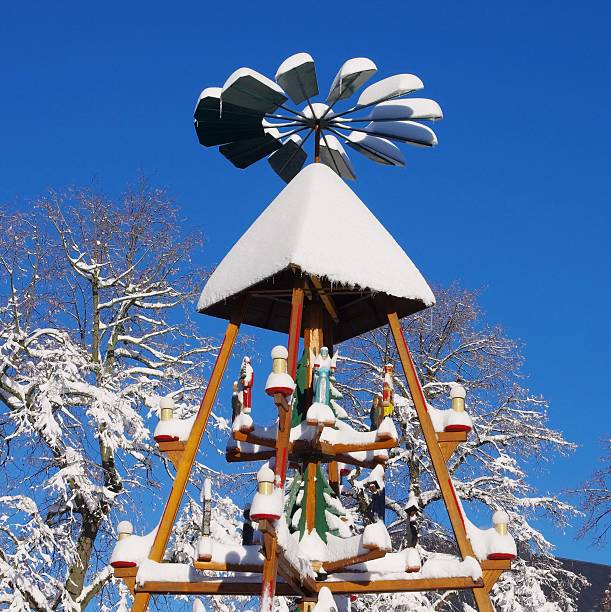 Marienberg, christmas market in snow