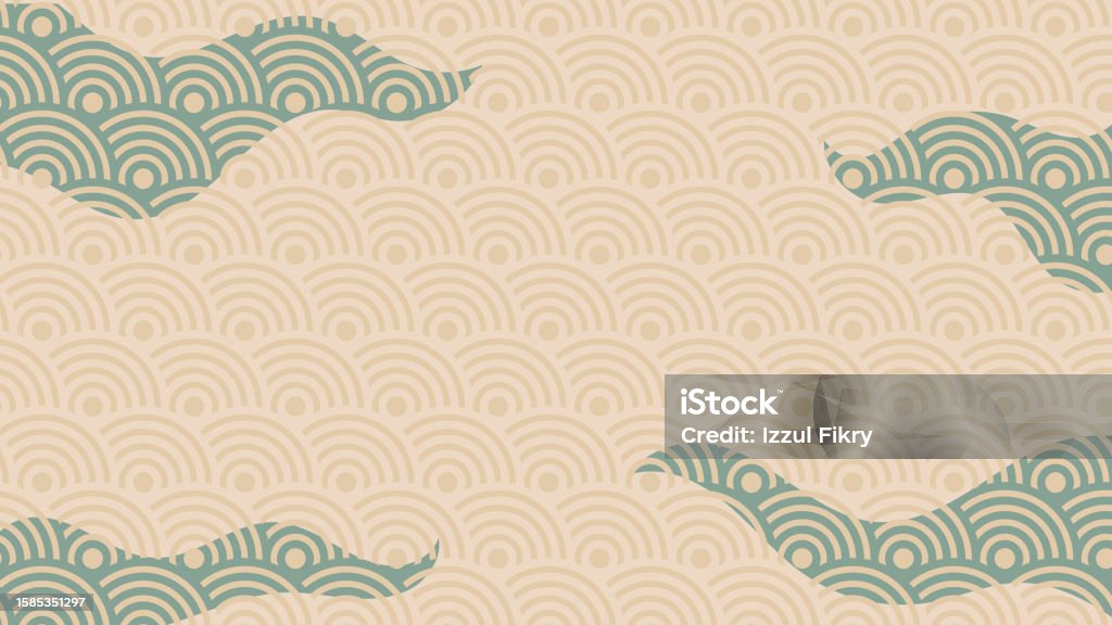 Basic Japanese Background Japanese Wave Background Seamless Pattern Stock Illustration - Download ...