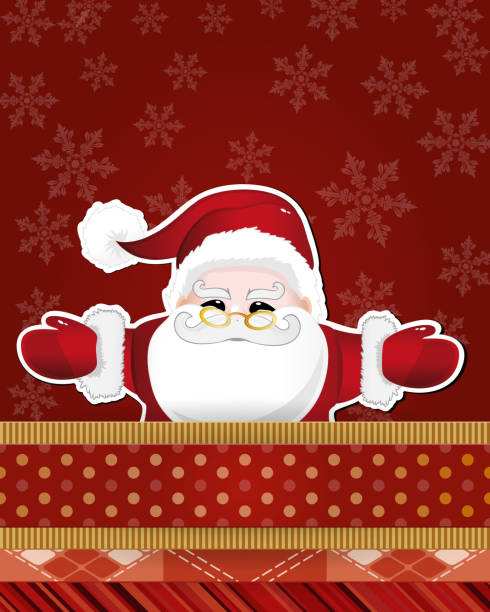 ilustraciones, imágenes clip art, dibujos animados e iconos de stock de alegre santa - christmas backgrounds christmas card part of